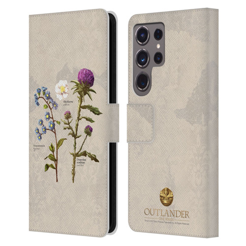 Outlander Graphics Flowers Leather Book Wallet Case Cover For Samsung Galaxy S24 Ultra 5G