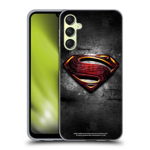 Justice League Movie Superman Logo Art Man Of Steel Soft Gel Case for Samsung Galaxy A24 4G / Galaxy M34 5G