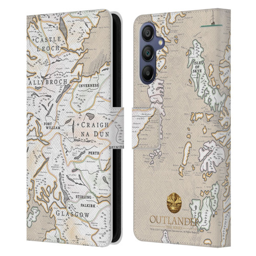 Outlander Seals And Icons Map Leather Book Wallet Case Cover For Samsung Galaxy A15