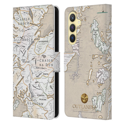 Outlander Seals And Icons Map Leather Book Wallet Case Cover For Samsung Galaxy S23 FE 5G