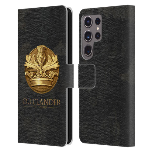 Outlander Seals And Icons Scotland Thistle Leather Book Wallet Case Cover For Samsung Galaxy S24 Ultra 5G
