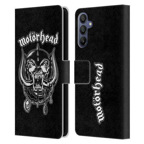 Motorhead Graphics Silver War Pig Leather Book Wallet Case Cover For Samsung Galaxy A15