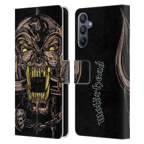 Motorhead Graphics Snaggletooth Leather Book Wallet Case Cover For Samsung Galaxy A15