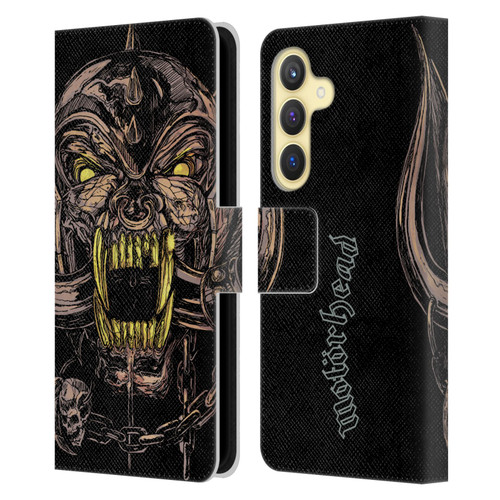 Motorhead Graphics Snaggletooth Leather Book Wallet Case Cover For Samsung Galaxy S24 5G