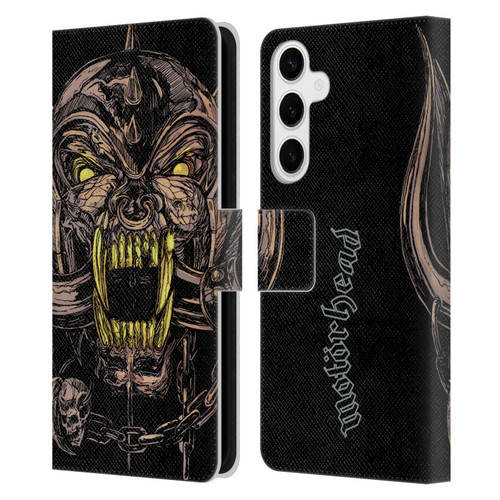 Motorhead Graphics Snaggletooth Leather Book Wallet Case Cover For Samsung Galaxy S24+ 5G