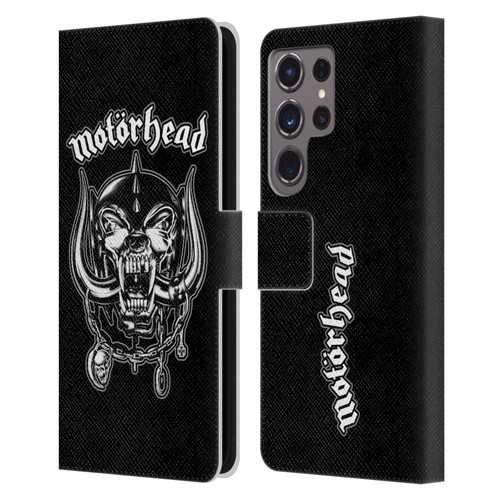 Motorhead Graphics Silver War Pig Leather Book Wallet Case Cover For Samsung Galaxy S24 Ultra 5G