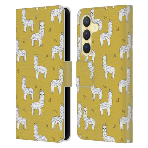 Andrea Lauren Design Animals Llama Leather Book Wallet Case Cover For Samsung Galaxy S24 5G