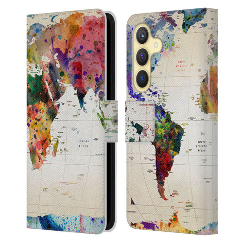 Mark Ashkenazi Pop Culture Map Of The World Leather Book Wallet Case Cover For Samsung Galaxy S24 5G