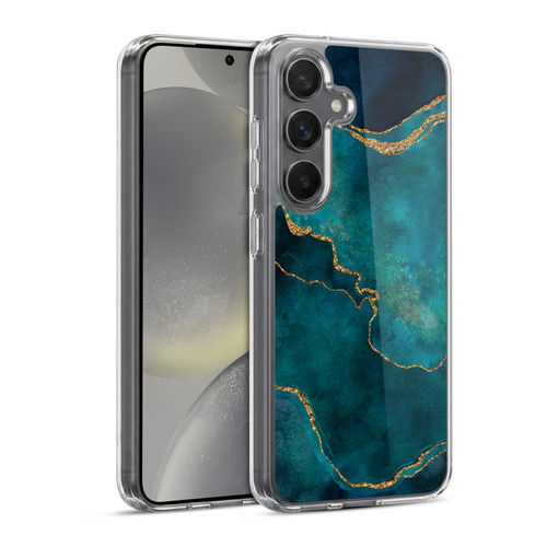 LebensArt Mineral Marble Glam Turquoise Soft Gel Case for Samsung Galaxy S24 5G & MagSafe