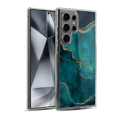 LebensArt Mineral Marble Glam Turquoise Soft Gel Case for Samsung Galaxy S24 Ultra 5G & MagSafe