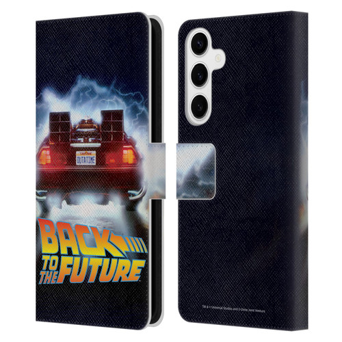 Back to the Future I Key Art Delorean Leather Book Wallet Case Cover For Samsung Galaxy S24+ 5G