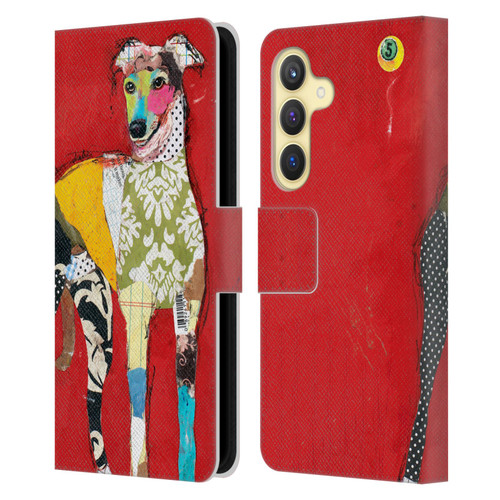 Michel Keck Dogs 2 Greyhound Leather Book Wallet Case Cover For Samsung Galaxy S24 5G