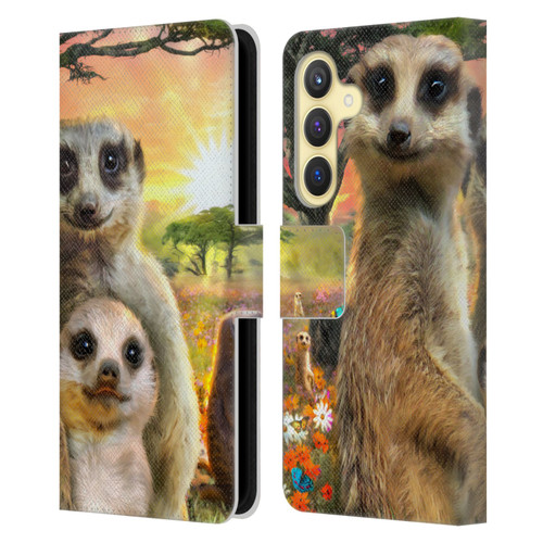 Aimee Stewart Animals Meerkats Leather Book Wallet Case Cover For Samsung Galaxy S24 5G