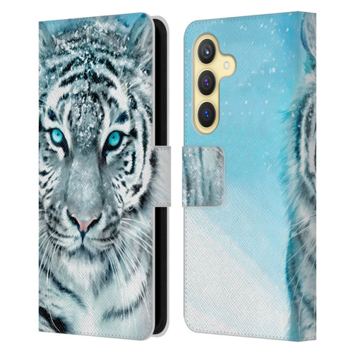 Aimee Stewart Animals White Tiger Leather Book Wallet Case Cover For Samsung Galaxy S24 5G