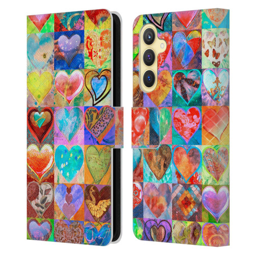 Aimee Stewart Colourful Sweets Hearts Grid Leather Book Wallet Case Cover For Samsung Galaxy S23 FE 5G