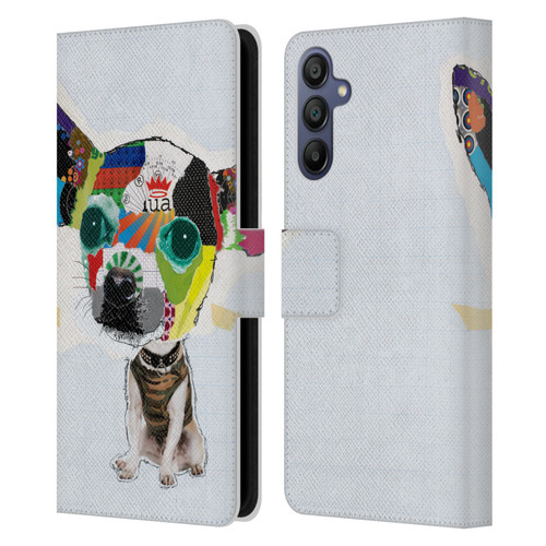 Michel Keck Dogs 3 Chihuahua 2 Leather Book Wallet Case Cover For Samsung Galaxy A15