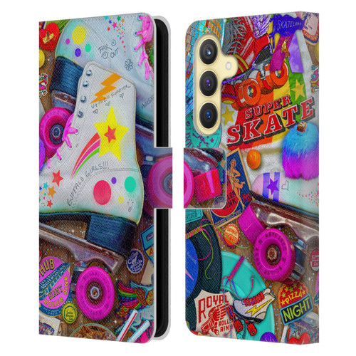 Aimee Stewart Colourful Sweets Skate Night Leather Book Wallet Case Cover For Samsung Galaxy S24 5G