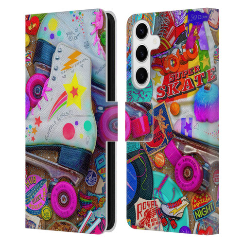 Aimee Stewart Colourful Sweets Skate Night Leather Book Wallet Case Cover For Samsung Galaxy S24+ 5G