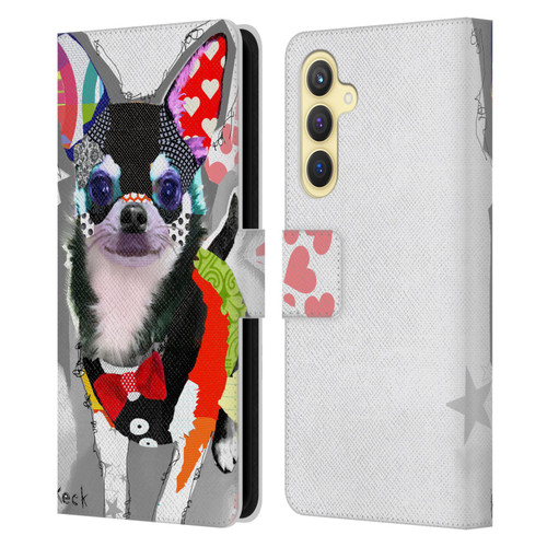 Michel Keck Dogs 3 Chihuahua Leather Book Wallet Case Cover For Samsung Galaxy S23 FE 5G