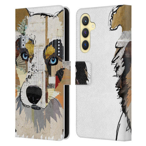 Michel Keck Dogs 3 Australian Shepherd Leather Book Wallet Case Cover For Samsung Galaxy S23 FE 5G