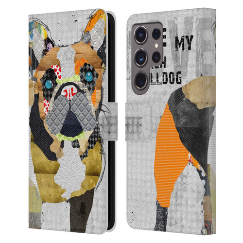 Michel Keck Dogs 4 French Bulldog Leather Book Wallet Case Cover For Samsung Galaxy S24 Ultra 5G