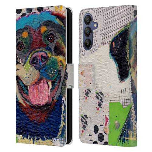 Michel Keck Dogs Rottweiler Leather Book Wallet Case Cover For Samsung Galaxy A15