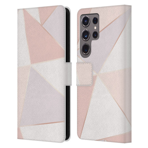 Alyn Spiller Rose Gold Geometry Leather Book Wallet Case Cover For Samsung Galaxy S24 Ultra 5G