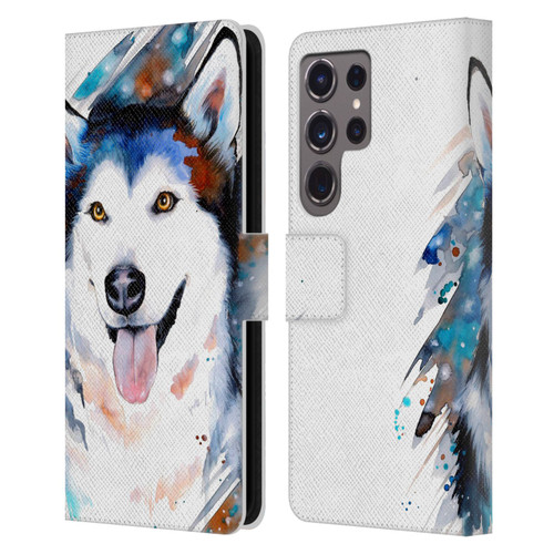 Pixie Cold Animals Husky Leather Book Wallet Case Cover For Samsung Galaxy S24 Ultra 5G