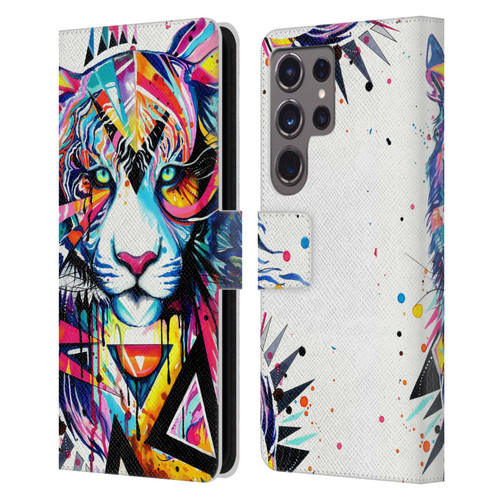 Pixie Cold Cats Shattered Tiger Leather Book Wallet Case Cover For Samsung Galaxy S24 Ultra 5G