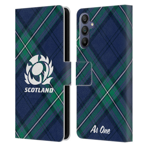 Scotland Rugby Graphics Tartan Oversized Leather Book Wallet Case Cover For Samsung Galaxy A15