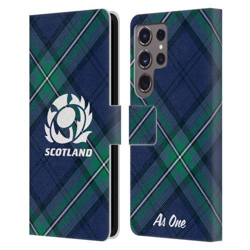 Scotland Rugby Graphics Tartan Oversized Leather Book Wallet Case Cover For Samsung Galaxy S24 Ultra 5G