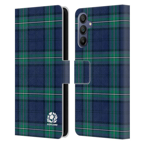 Scotland Rugby Logo 2 Tartans Leather Book Wallet Case Cover For Samsung Galaxy A15
