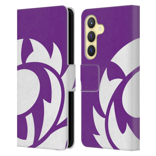 Scotland Rugby Oversized Thistle Purple Heather Leather Book Wallet Case Cover For Samsung Galaxy S24 5G