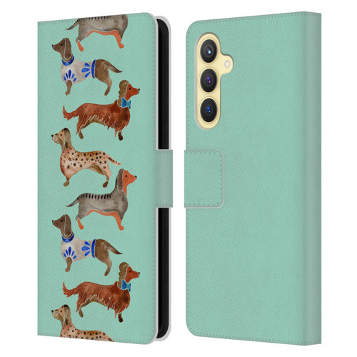 Cat Coquillette Animals Blue Dachshunds Leather Book Wallet Case Cover For Samsung Galaxy S23 FE 5G
