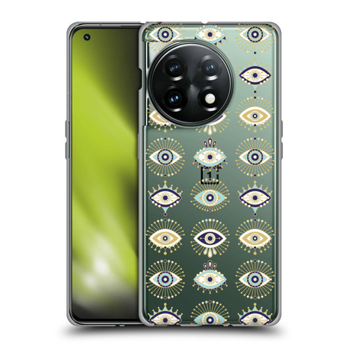 Cat Coquillette Linear White Evil Eyes Pattern Soft Gel Case for OnePlus 11 5G