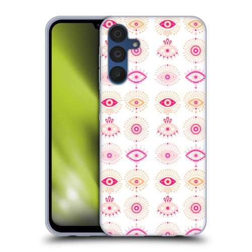 Cat Coquillette Linear Pink Evil Eyes Soft Gel Case for Samsung Galaxy A15