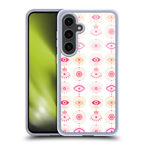 Cat Coquillette Linear Pink Evil Eyes Soft Gel Case for Samsung Galaxy S24+ 5G