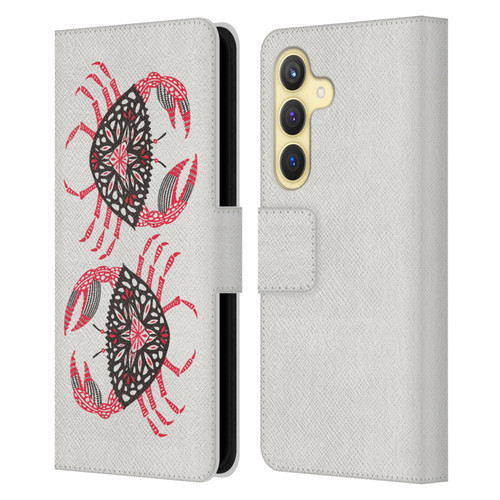 Cat Coquillette Sea Pink Crab Leather Book Wallet Case Cover For Samsung Galaxy S24 5G
