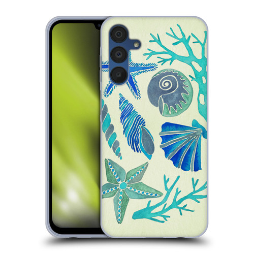 Cat Coquillette Sea Seashells Blue Soft Gel Case for Samsung Galaxy A15