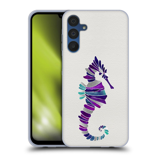 Cat Coquillette Sea Seahorse Purple Soft Gel Case for Samsung Galaxy A15