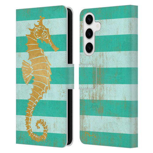Paul Brent Coastal Gold Seahorse Leather Book Wallet Case Cover For Samsung Galaxy S24+ 5G