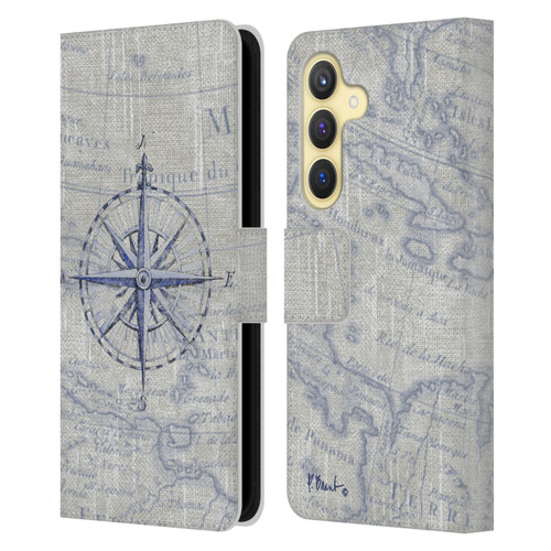 Paul Brent Nautical Vintage Compass Leather Book Wallet Case Cover For Samsung Galaxy S24 5G