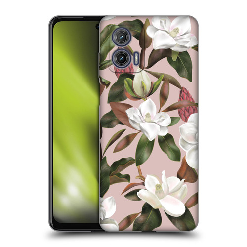Anis Illustration Magnolias Pattern Light Pink Soft Gel Case for Motorola Moto G73 5G