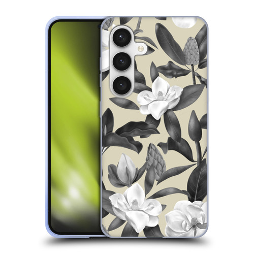 Anis Illustration Magnolias Grey Beige Soft Gel Case for Samsung Galaxy S24 5G