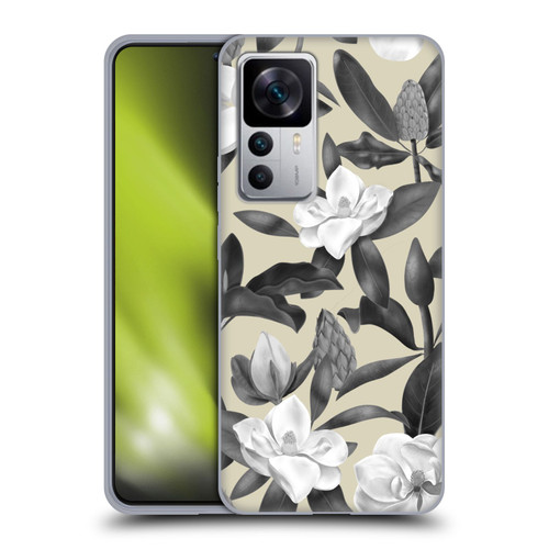 Anis Illustration Magnolias Grey Beige Soft Gel Case for Xiaomi 12T 5G / 12T Pro 5G / Redmi K50 Ultra 5G