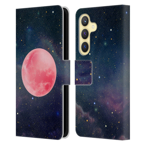 Cosmo18 Space Pink Moon Leather Book Wallet Case Cover For Samsung Galaxy S24 5G