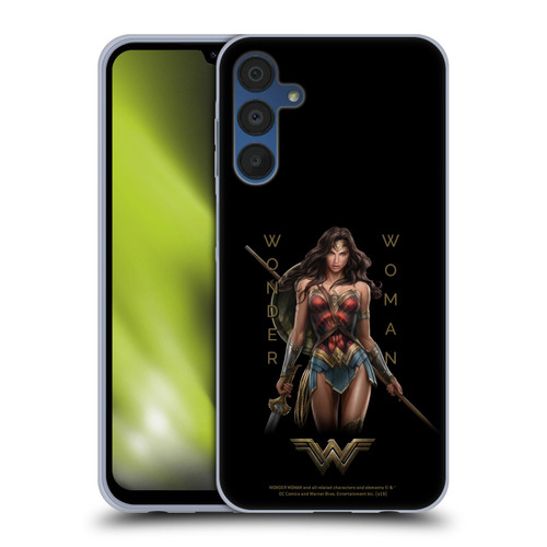Wonder Woman Movie Character Art Typography Soft Gel Case for Samsung Galaxy A15