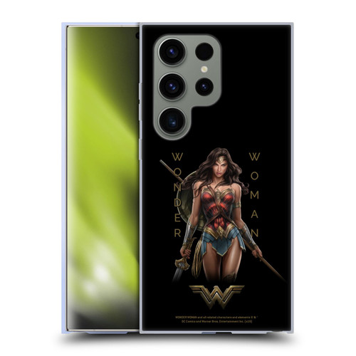Wonder Woman Movie Character Art Typography Soft Gel Case for Samsung Galaxy S24 Ultra 5G