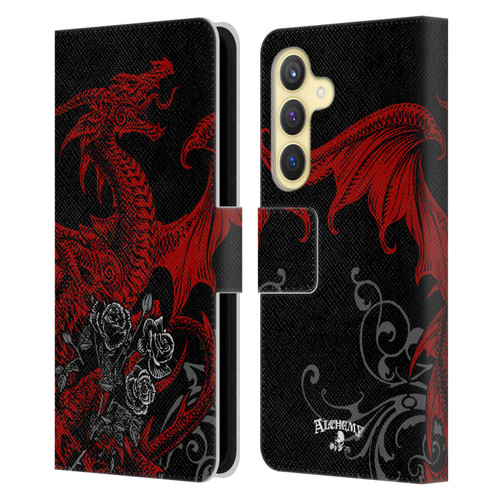 Alchemy Gothic Dragon Draco Rosa Leather Book Wallet Case Cover For Samsung Galaxy S24 5G
