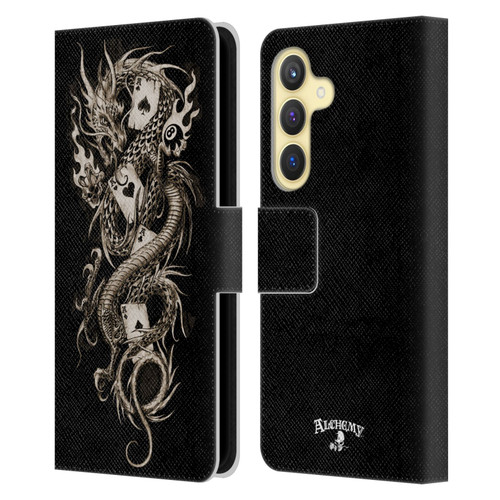 Alchemy Gothic Dragon Imperial Leather Book Wallet Case Cover For Samsung Galaxy S24 5G